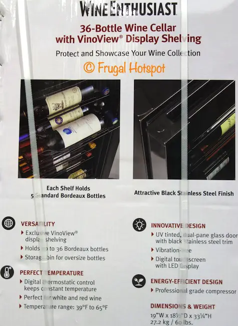 Wine Enthusiast 36-Bottle Wine Cellar description | Costco