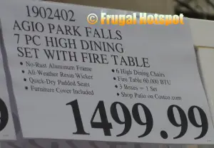 Agio Park Falls 7-Piece High Dining Fire Table Set | Costco Price