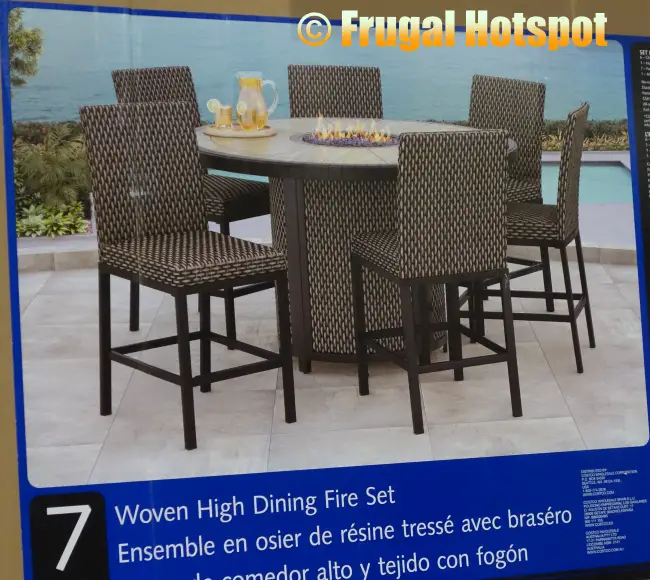 Agio 7pc High Dining Set With Fire, Agio Fire Pit Dining Set