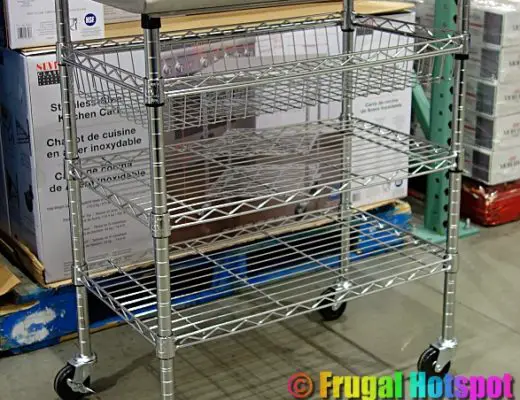 Costco Display of Seville Classics Stainless Steel Kitchen Cart