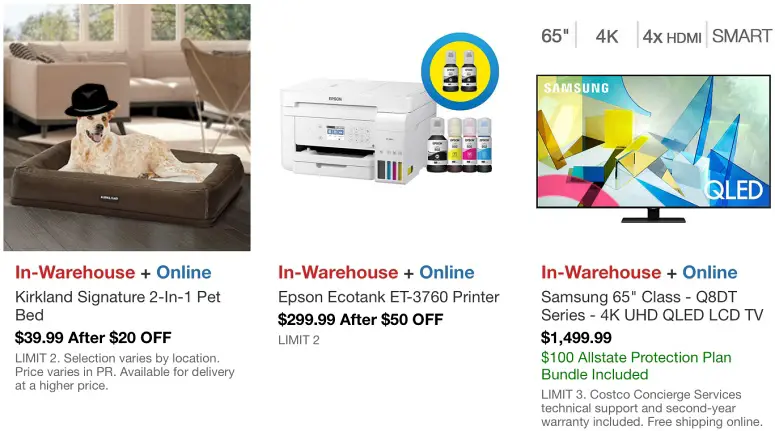 Costco Hot Buys March 2021 | Kirkland Signature Dog Bed, Epson Ecotank Printer, Samsung TV