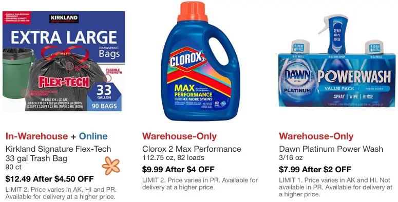 Costco Hot Buys March 2021 | Kirkland Signature Trash Bag, Clorox 2, Dawn Platinum Power Wash