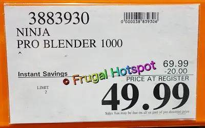 Ninja Pro Blender 1000 Costco Sale Price