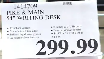 Pike & Main 54 Live Edge Writing Desk | Costco Price