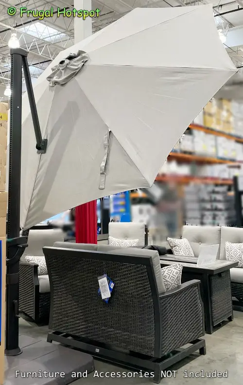 Seasons Sentry 11' Round Solar LED Cantilever Umbrella Rear view | Costco