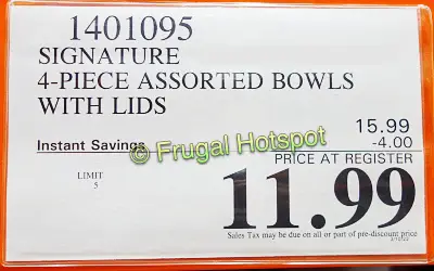 Signature 4-Piece Microwavable Bowls with Lids | Costco Sale Price