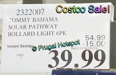 Tommy Bahama Solar LED Pathway Bollard Light 6 ct | Costco Sale Price
