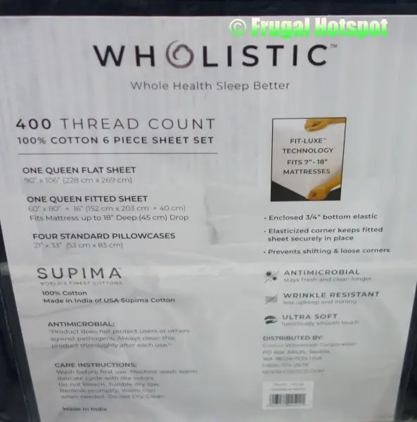 Wholistic Sheet Set 400 thread count cotton | Costco