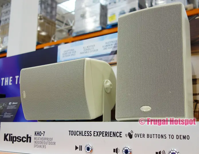 Angled view Klipsch KHO-7 Weatherproof Indoor : Outdoor Speakers | Costco Display