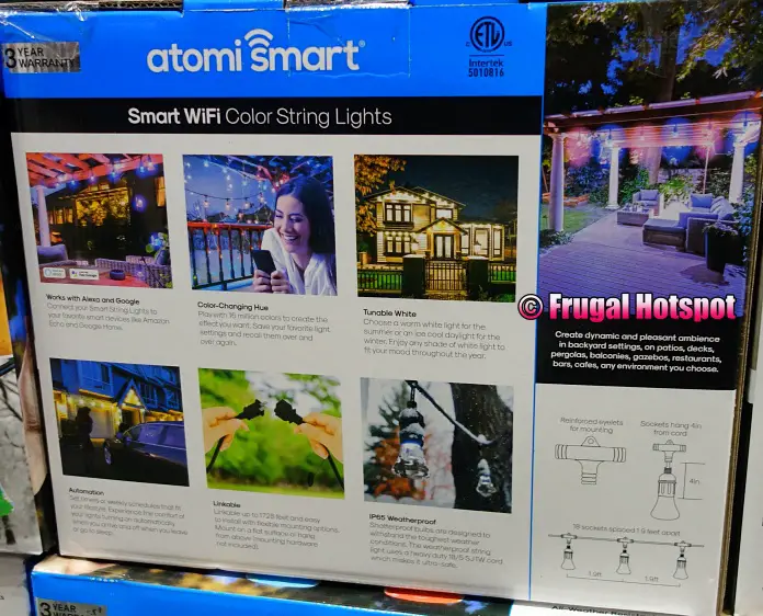 Atomi Smart WiFi Color String Lights description | Costco