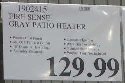 Costco Price | Fire Sense Patio Heater