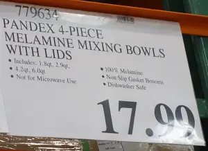 Costco Price Pandex Melamine Mixing Bowls