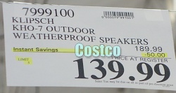 Costco Sale Price | Klipsch Outdoor Speakers