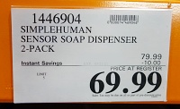 Costco Sale Price Simplehuman Sensor Soap Dispenser