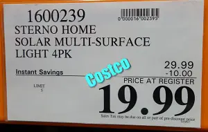 Costco Sale Price Sterno Home Solar LED Multi-Surface Lights