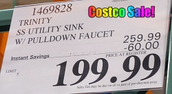 Costco Sale Price Trinity Stainless Steel Utility Sink with Pull-Out Faucet