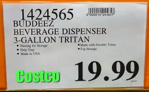 Costco price Buddeez 3-Gallon Party Top Beverage Dispenser