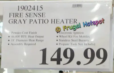 Fire Sense Gray Patio Heater | Costco Price