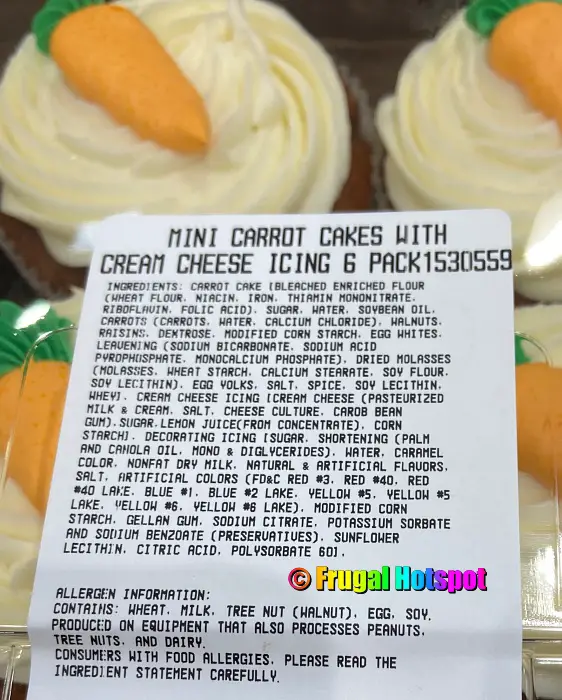 Ingredient List Costco Mini Carrot Cakes