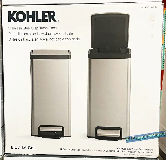 Kohler Stainless Steel 6L Step Trash Cans 2 Pack | Costco 1451136