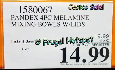 Pandex Melamine Mixing 4 pc Bowls | Costco Sale Price