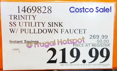 Trinity Stainless Steel Utility Sink with Pull-Out Faucet | Costco Sale Price