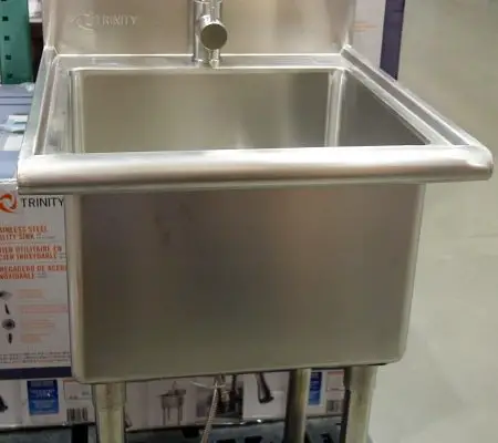 Trinity Stainless Steel Utility Sink with Pull-Out Faucet front view | Costco Display