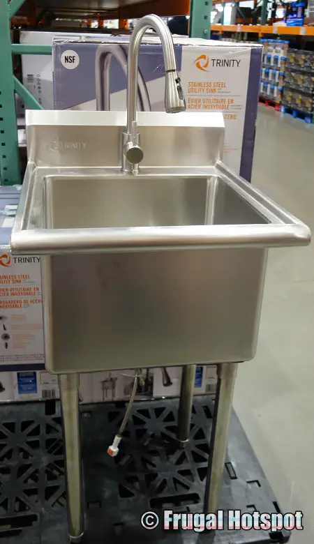 Trinity Stainless Steel Utility Sink with Pull-Out Faucet front view | Costco Display