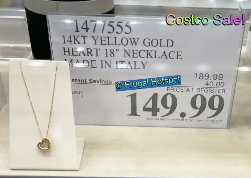 14kt Yellow Gold Heart 18 inch Necklace | Costco Sale Price