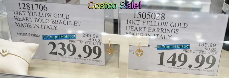 14kt Yellow Gold Heart Bolo Bracelet and Earrings | Costco Sale Price