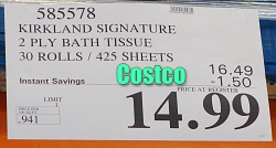 Costco Toilet Paper Sale Price | Kirkland Signature Bath Tissue