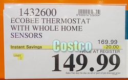 Costco Sale Price | ecobee3 Lite Smart Thermostat with SmartSensors