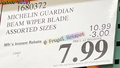 Michelin Guardian Beam Wiper Blades | Costco Sale Price | Item 1680372