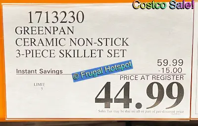 The Original GreenPan Jewel 3 Piece Ceramic Nonstick Skillet Set | Costco Sale Price | 1713230