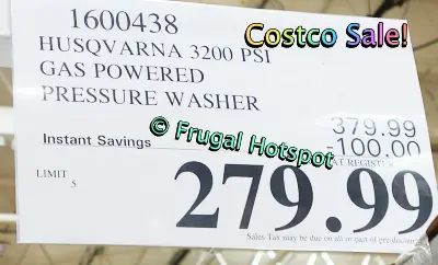 Husqvarna 3200 PSI Gas Powered Pressure Washer | Costco Sale Price 2