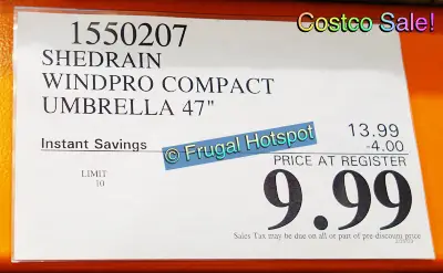 ShedRain WindPro Compact Umbrella | Costco Sale Price | Item 1550207