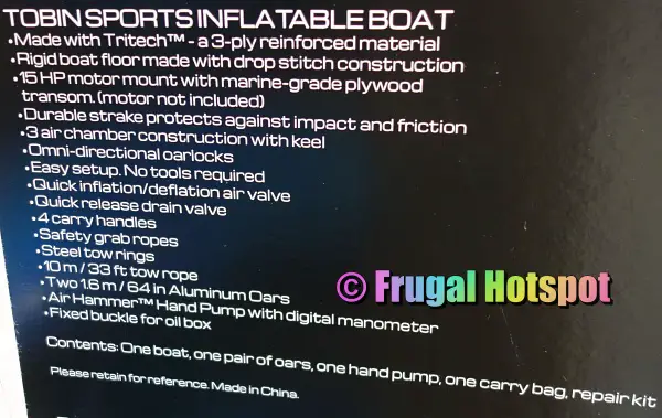 Tobin Sports Inflatable Boat description | Costco