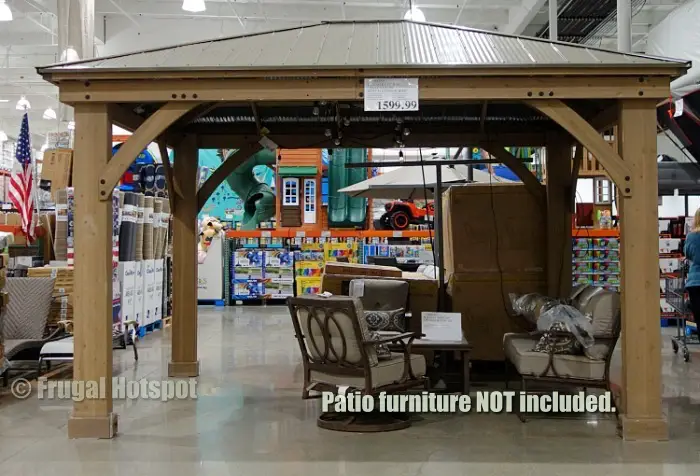 Yardistry Cedar Wood Gazebo with Aluminum Roof | Costco Display