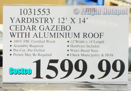 Yardistry Cedar Wood Gazebo with Aluminum Roof | Costco Price