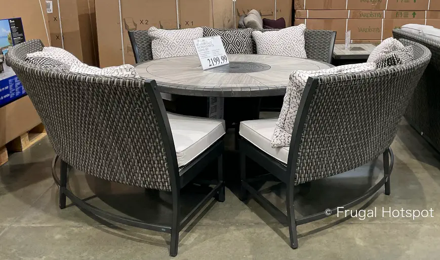 Agio Park Falls Outdoor Woven Bench Dining Set | Costco Display