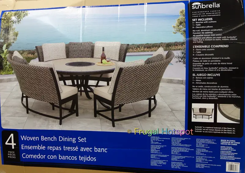 Agio Park Falls Outdoor Woven Bench Dining Set | Costco