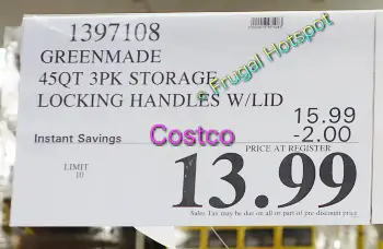 Greenmade InstaView 45-Quart Storage Bins | Costco Sale Price
