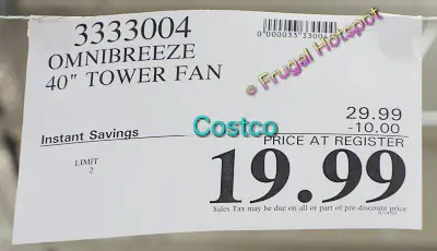 OmniBreeze Tower Fan | Costco Price