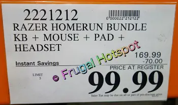 Razer Homerun Gaming Bundle | Costco Sale Price 2