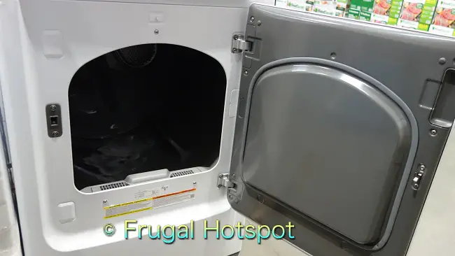 Samsung 7.4 Cu Ft Dryer (DVE45T3400W) with door open | Costco Display