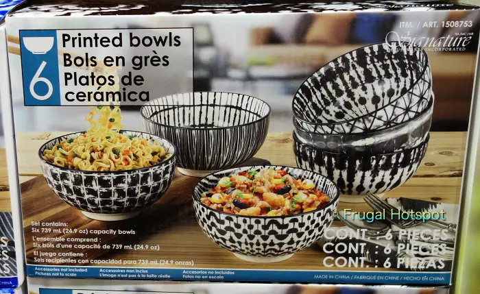Signature Housewares Printed Bowls 6-Piece Set Black | Costco