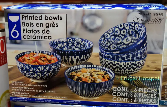 Signature Housewares Printed Bowls 6-Piece Set Blue | Costco