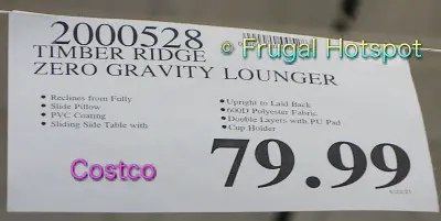 Timber Ridge Zero Gravity Lounger | Costco Price