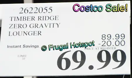 Timber Ridge Zero Gravity Lounger | Costco Sale Price 2022