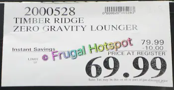 Timber Ridge Zero Gravity Lounger | Costco Sale Price